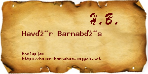 Havér Barnabás névjegykártya